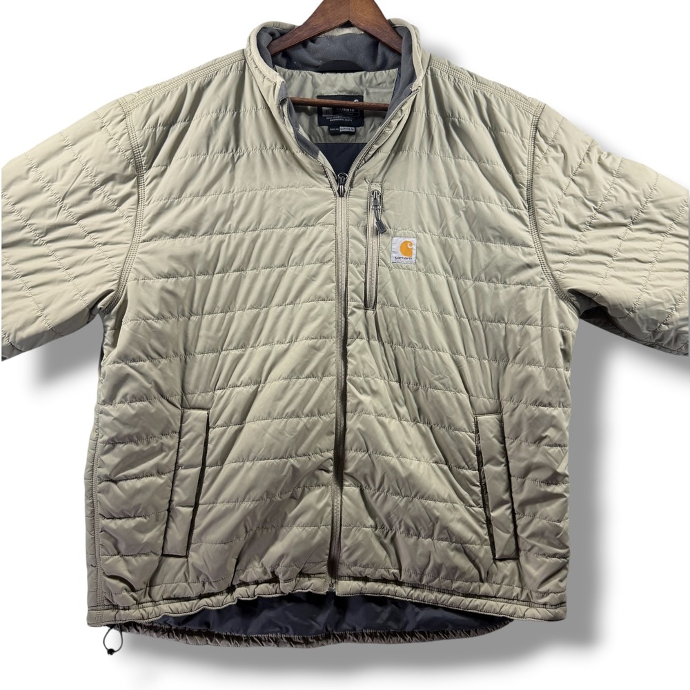 Carhartt Gilliam Jacket Mens XL Tan Insulated Puffer Coat 102208 Relaxed Fit